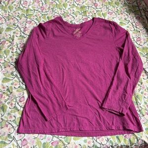 Faded Glory Magenta VNeck Long Sleeve Top Women’s Size Large